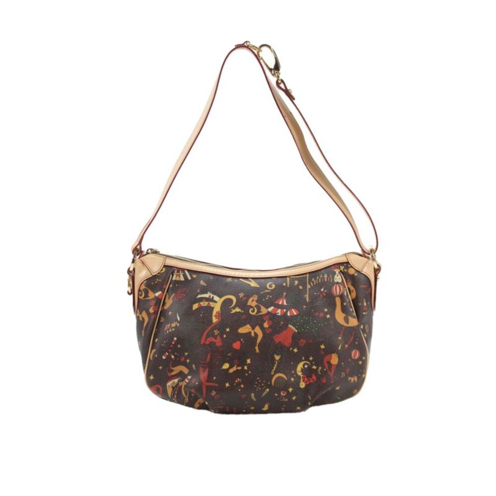 Piero Guidi Women's Zip Closure Circus Shoulder Handbag Brown